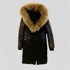 Danier Black Coat with Tan Fur Trim